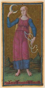 चंद्रमा, 1441-47 के &39;विस्कोन्टी&39; डेक से टैरो कार्ड का आकर्षण